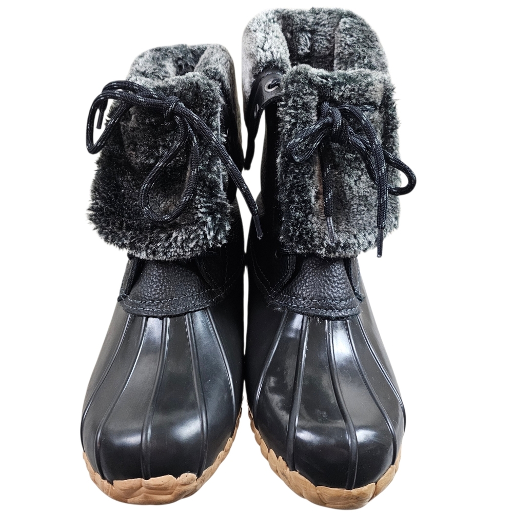 Sporto Daphne Black Weatherproof Insulated Duck Boots In 10 - Picture 2 of 5